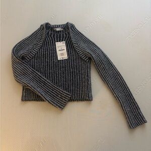 Zara Black and Gray Ribbed Women's Sweater